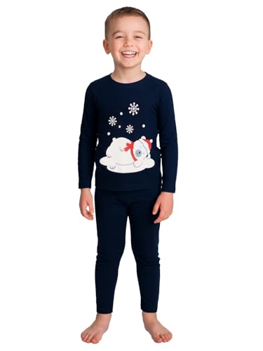 United Labels Schlafanzug für Jungen - Eisbär Winter Kinder Pyjama Set Langarm Oberteil mit Hose Blau (as3, Numeric, Numeric_122, Numeric_128, Regular, 122-128) von United Labels