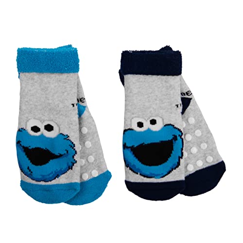 United Labels Sesamstraße Babysocken - Krümelmonster Unisex ABS Rutschfeste Baby Socken Blau/Grau (2er Pack) (19-22) von United Labels