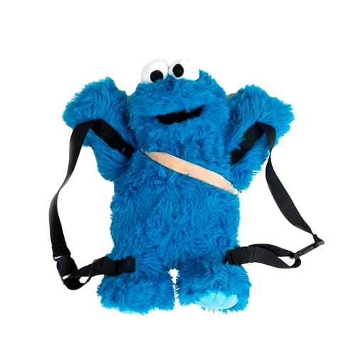 United Labels Sesamstraße Krümelmonster Rucksack 38 cm, 3D Plüsch Rucksack mit verstellbaren Gurten, Plüschtier blau von United Labels