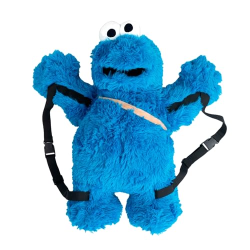 United Labels Sesamstraße Krümelmonster Rucksack 58 cm, 3D Plüsch Rucksack mit verstellbaren Gurten, Plüschtier blau von United Labels
