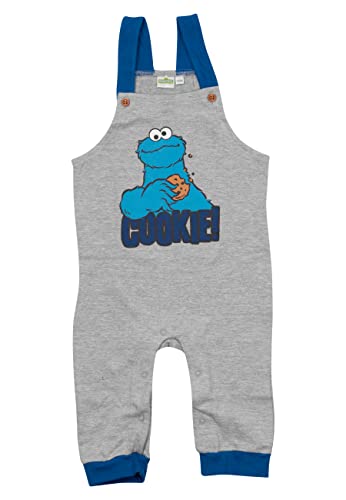 United Labels Sesamstraße Latzhose für Jungen - Krümelmonster Hose mit Hosenträger Overall Cookie Monster Grau (as3, numeric, numeric_86, numeric_92) von United Labels