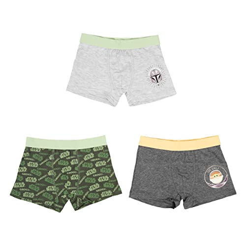 United Labels Star Wars - The Mandalorian Boxershorts für Jungen Unterhose Unterwäsche Grau/Grün (3er Pack) (as3, Numeric, Numeric_110, Numeric_116, Regular, 110-116) von United Labels