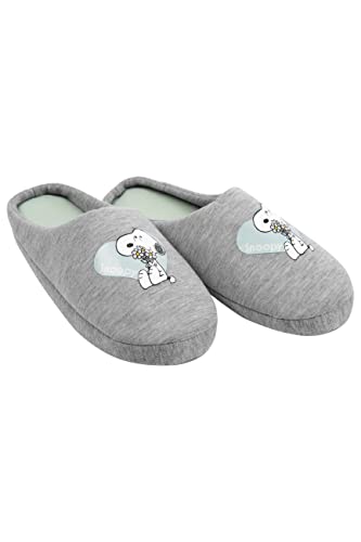 United Labels The Peanuts Hausschuhe für Damen Snoopy - Herz Puschen Slipper Pantoffeln Grau (eu_footwear_size_system, adult, women, numeric_range, medium, numeric_37, numeric_38) von United Labels