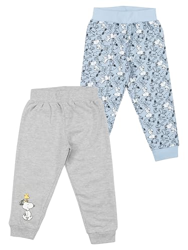 United Labels The Peanuts Snoopy Baby Jogginghose für Jungen - Sweathose Hose Babyhose Babykleidung Grau/Blau (2er Pack) (DE/NL/SE/PL, Numerisch, 74, 80, Grau/Blau) von United Labels