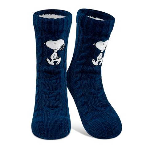United Labels The Peanuts Snoopy Kuschelsocken für Damen, Blau, OneSize 38-43, flauschige Stoppersocken mit Sherpa Futter, warme Socken, Hüttensocken von United Labels