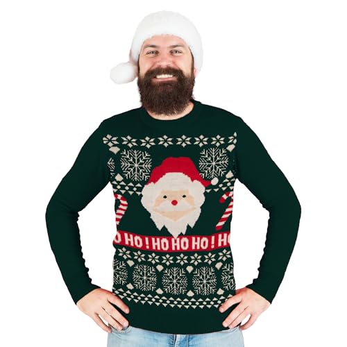 United Labels Weihnachtspullover Weihnachtsmann, Ugly Sweater für Herren, Grün, Sweatshirt in Größe M, 100% Polyacryl von United Labels