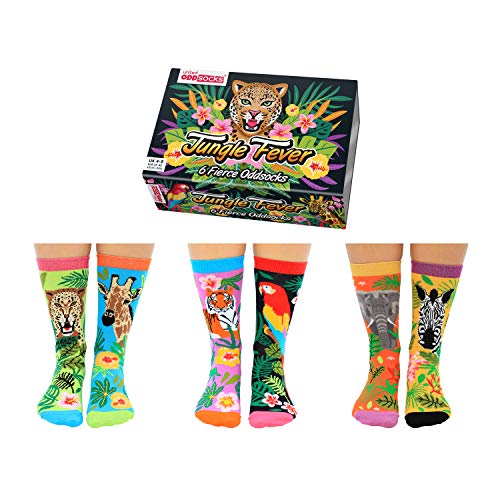 Jungle Fever Dschungel Oddsocks Socken in 37-42 im 6er Set - Strumpf von United Oddsocks