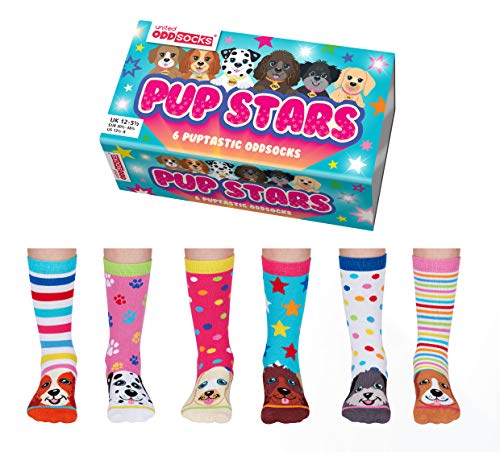 Pup Stars Welpen Oddsocks Socken in 30,5-38,5 im 6er Set - Strumpf von United Oddsocks