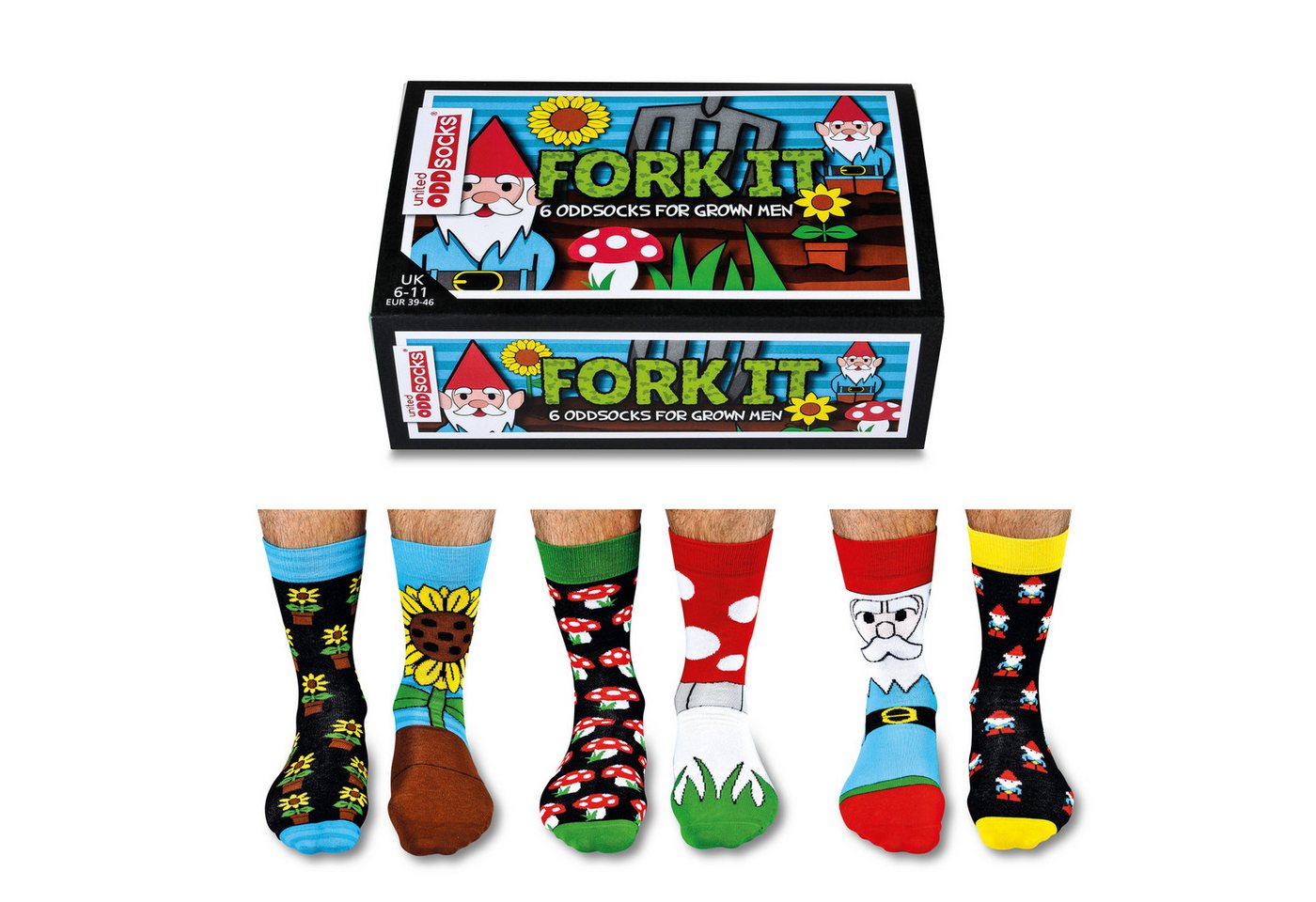 United Oddsocks Freizeitsocken Verrückte Socken Oddsocks Fork It für Männer im 6er Set von United Oddsocks