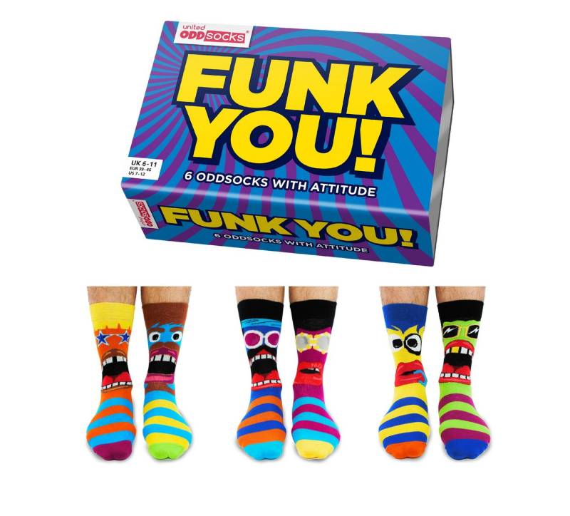 United Oddsocks Freizeitsocken Verrückte Socken Oddsocks Funk You! für Männer im 6er Set von United Oddsocks