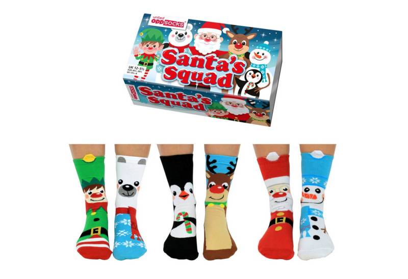 United Oddsocks Freizeitsocken Santas Squad Weihnachten Oddsocks Socken für Kinder in 30 5 38 im 6er von United Oddsocks