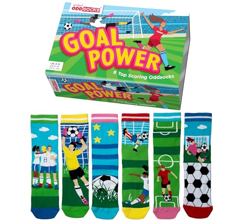 United Oddsocks Goal Power Socken mit 6 Topscoring-Socken in Geschenkbox | UK 4-8 | EUR 37-42 | US 6½-10½, mehrfarbig von United Oddsocks