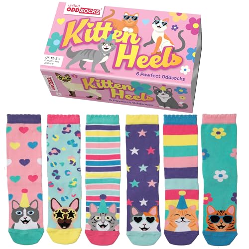 United Oddsocks Kitten Heels 6 Odd Socks Gift Box | UK 12-5.5 | EU 30.5-38.5 | US 13.5-8, mehrfarbig, Einheitsgröße von United Oddsocks