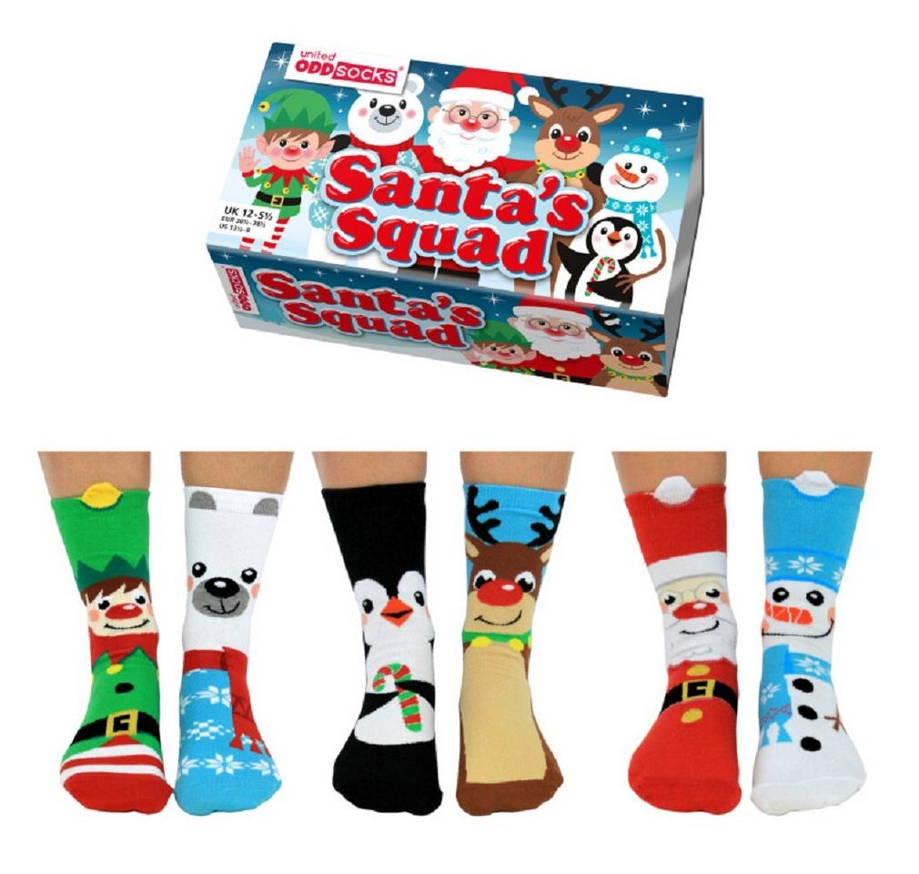 United Oddsocks Socken 3 Paar Socken Strümpfe Kinder Gr. 30,5-38,5 Jolly Christmas Oddsocks von United Oddsocks