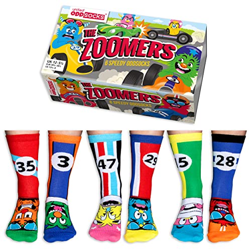 United Oddsocks Zoomers Box 6 Oddsocks For Boys UK 12-5.5 EUR 30.5-38.5 US 13.5-8 von United Oddsocks