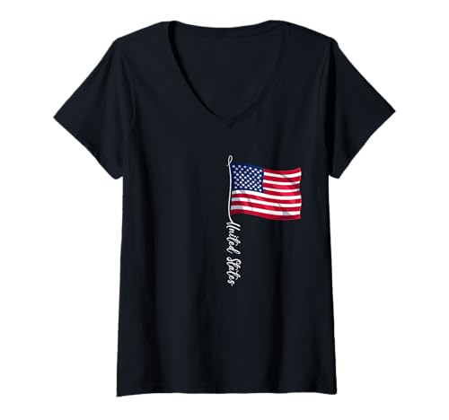 Damen United States Flaggen T-Shirt mit V-Ausschnitt Damen United States Flaggen T-Shirt mit V-Ausschnitt von United States Geschenk