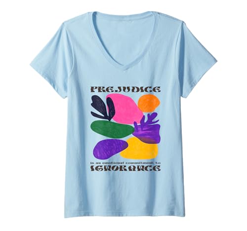 Damen Vorurteil Emotionales Engagement zur Ignoranz Groovy Boho T-Shirt mit V-Ausschnitt Damen Vorurteil Emotionales Engagement zur Ignoranz Groovy Boho T-Shirt mit V-Ausschnitt von United for Democracy