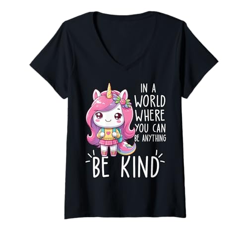 Damen In Einer Welt, in der du Alles Sein Kannst, sei nett, Unity Day, Kinder T-Shirt mit V-Ausschnitt von Unity Day Kindness Be Kind Orange Anti Bullying