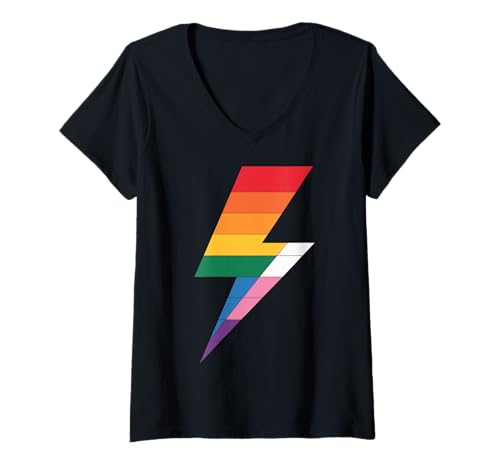 Damen Progress Pride T-Shirt mit V-Ausschnitt Damen Progress Pride T-Shirt mit V-Ausschnitt von Unity Spark Apparel