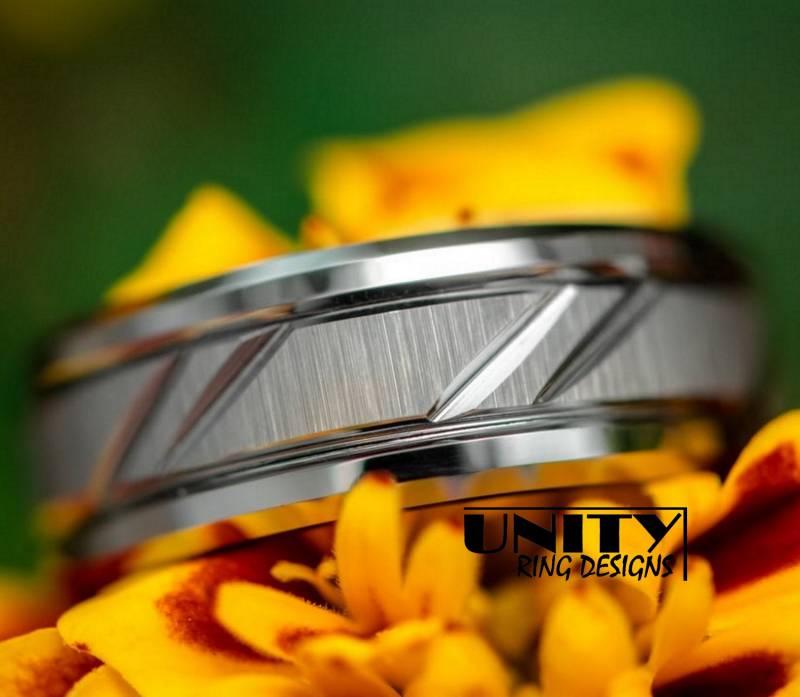 Wolframring Silber, Niemals Zerkratzen, Wolframband, Herrenring, Wolframring, Unity Ring Designs von UnityRingDesigns
