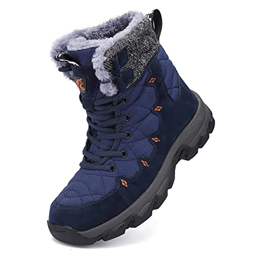 Unitysow Damen Winterschuhe Herren Stiefel Warme Gefütterte Schneestiefel Winterstiefel Outdoor Wasserdicht Trekkingschuhe Wanderschuhe Winterboots Gr.37-46,Blau,Gr.45 von Unitysow