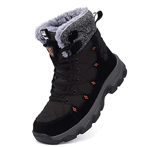 Unitysow Damen Winterschuhe Herren Stiefel Warme Gefütterte Schneestiefel Winterstiefel Outdoor Wasserdicht Trekkingschuhe Wanderschuhe Winterboots Gr.37-46,Schwarz,Gr.44 von Unitysow