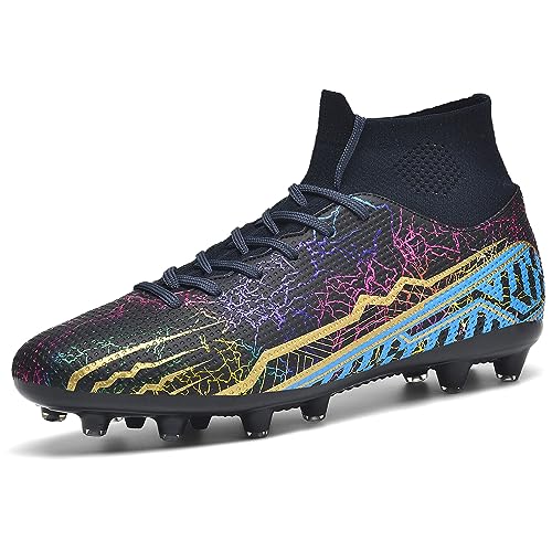 Unitysow Fußballschuhe Herren High Top Spike Stollen Professionelle Kunstrasen Fussballschuhe Kinder Jungen Athletics Trainingsschuhe Outdoor Sport Fußball Stiefel,Schwarz,Gr.41 von Unitysow