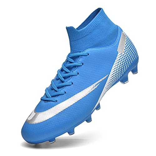 Unitysow Fußballschuhe Herren High Top Spike Cleats Outdoor Athletics Trainingsschuhe Fußball Stiefel,Blau,EU35 von Unitysow