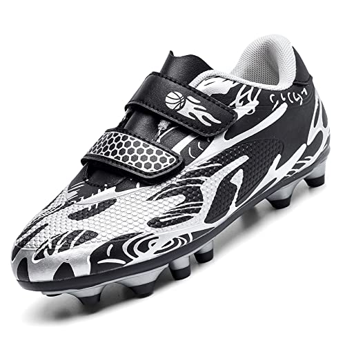 Unitysow Fußballschuhe Jungen Professionelle Fussballschuhe Kinder Athletics Trainingsschuhe Sportschuhe Mädchen Outdoor Spikes Football Schuhe,Schwarz,Gr.34 von Unitysow