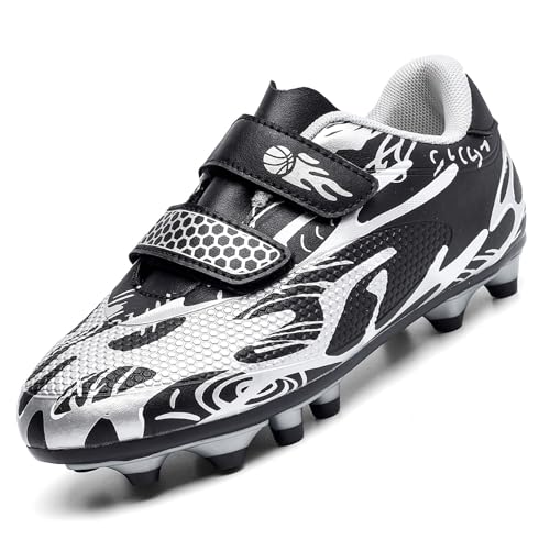 Unitysow Fußballschuhe Jungen Professionelle Fussballschuhe Kinder Athletics Trainingsschuhe Sportschuhe Mädchen Outdoor Spikes Football Schuhe,Schwarz,Gr.34 von Unitysow