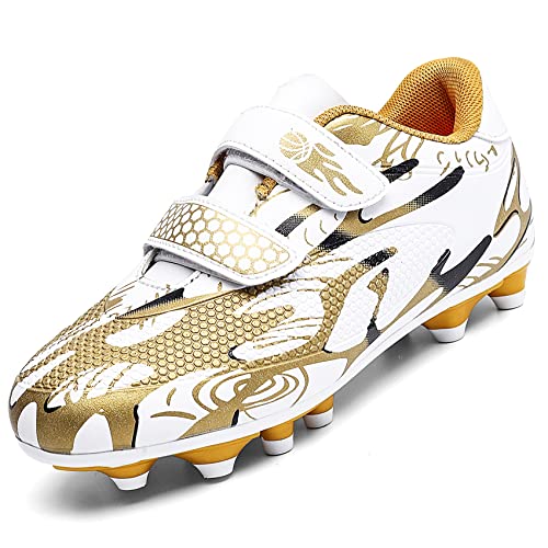 Unitysow Fußballschuhe Jungen Professionelle Fussballschuhe Kinder Athletics Trainingsschuhe Sportschuhe Mädchen Outdoor Spikes Football Schuhe,Weißes,Gr.31 von Unitysow