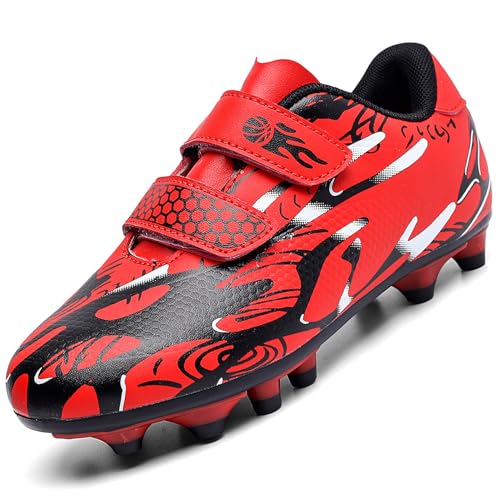 Unitysow Fußballschuhe Jungen Professionelle Fussballschuhe Kinder Athletics Trainingsschuhe Sportschuhe Mädchen Outdoor Spikes Football Schuhe,Rot,Gr.29 von Unitysow
