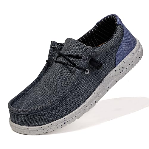 Unitysow Mokassins Slipper Herren Canvas Low-Top Slip-On Loafers Atmungsaktiver Komfort Leicht Fahren Schuhe Wanderschuhe Flache Business Schuhe,Blau,EU 41 von Unitysow