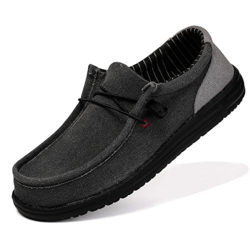 Unitysow Mokassins Slipper Herren Canvas Low-Top Slip-On Loafers Atmungsaktiver Komfort Leicht Fahren Schuhe Wanderschuhe Flache Business Schuhe,Schwarz,EU 36 von Unitysow