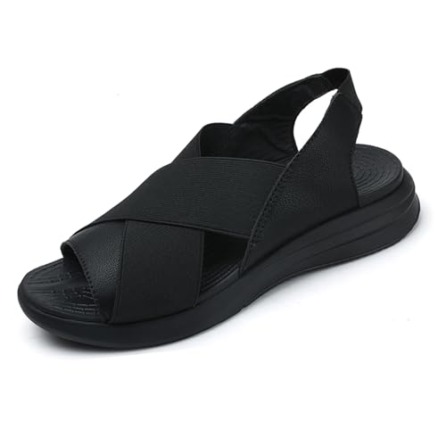 Unitysow Damen Sandalen Sommer Wandersandalen Outdoor Trekking Sportsandale Freizeit Strand Sandaletten Bequeme Arch Support Orthotic,Schwarz,38 EU von Unitysow