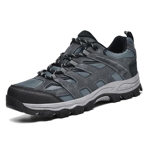 Unitysow Trekking Wanderschuhe Herren Wanderschuhe Low Rise Outdoor Camping Turnschuhe Rucksackreisen Klettern Sneaker, grau, 45 EU von Unitysow