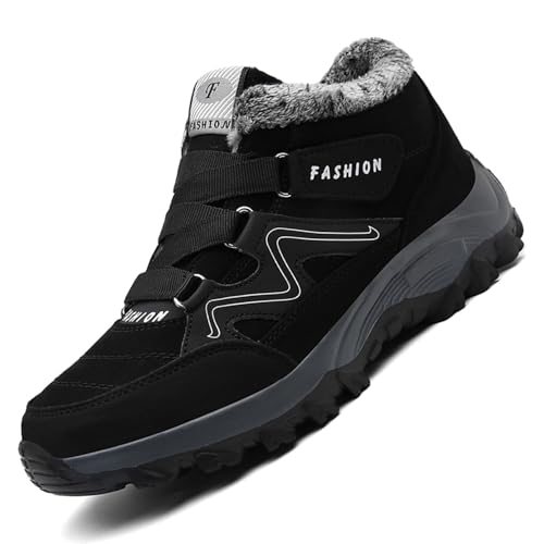 Unitysow Winterstiefel Damen Herren Winterschuhe Warm Gefütterte Schneestiefel Outdoor Winterboots Kurzschaft Stiefel Trekkingschuhe Wanderhalbschuhe Sneaker Schwarz Gr.41 von Unitysow