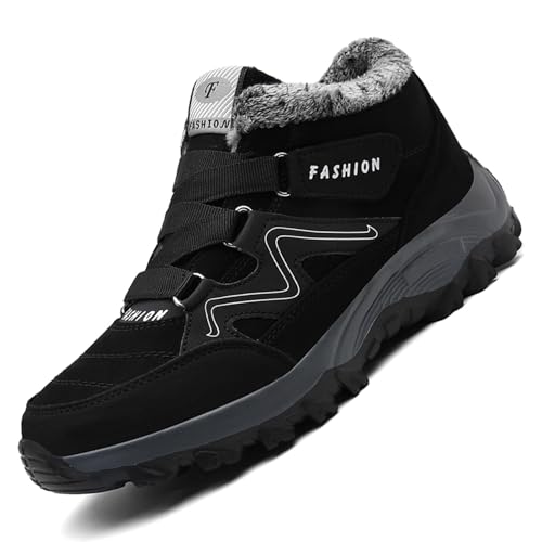 Unitysow Winterstiefel Damen Herren Winterschuhe Warm Gefütterte Schneestiefel Outdoor Winterboots Kurzschaft Stiefel Trekkingschuhe Wanderhalbschuhe Sneaker Schwarz Gr.45 von Unitysow