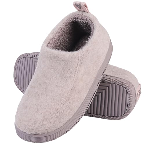 Uniuni Hausschuhe Herren Winter Warme Plüsch Memory Foam Pantoffeln Rutschfeste Hüttenschuhe Damen Weiche Bequeme Kunstpelz Winterschuhe für Indoor Outdoor Beige 38/39 von Uniuni