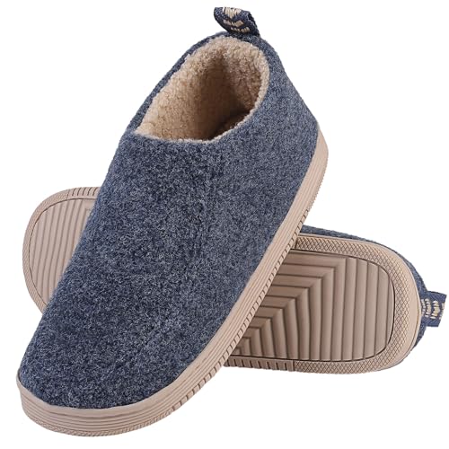 Uniuni Hausschuhe Herren Winter Warme Plüsch Memory Foam Pantoffeln Rutschfeste Hüttenschuhe Damen Weiche Bequeme Kunstpelz Winterschuhe für Indoor Outdoor Blau 40/41 von Uniuni