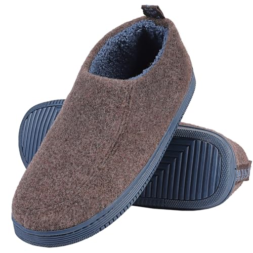 Uniuni Hausschuhe Herren Winter Warme Plüsch Memory Foam Pantoffeln Rutschfeste Hüttenschuhe Damen Weiche Bequeme Kunstpelz Winterschuhe für Indoor Outdoor Braun 40/41 von Uniuni