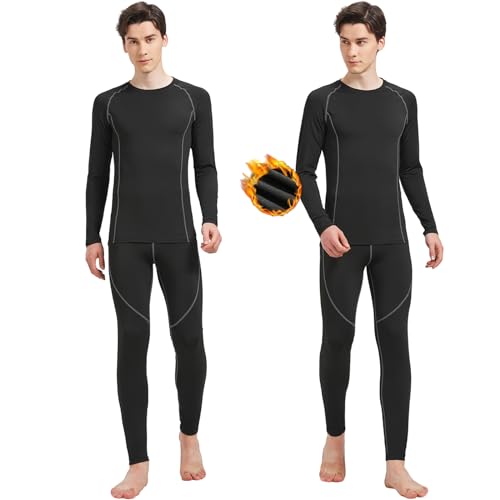 Uniuni Thermounterwäsche Herren Winter Skiunterwäsche Warm Thermo Unterwäsche Männer Motorrad Funktionsunterwäsche Gefüttert Ski Unterhose Lange Thermowäsche Set Weiche Sport Funktionswäsche Grau XXL von Uniuni