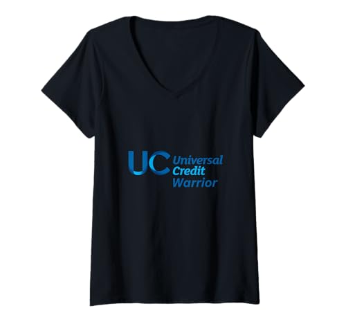 Damen Lustiger UC Universal Credit Warrior T-Shirt mit V-Ausschnitt Damen Lustiger UC Universal Credit Warrior T-Shirt mit V-Ausschnitt von Universal Credit Warrior