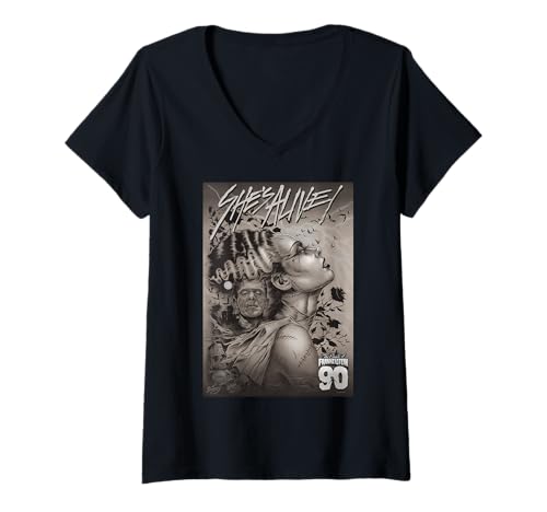 Damen Universal Monsters Bride of Frankenstein 90th Exclusive T-Shirt mit V-Ausschnitt von Universal Monsters