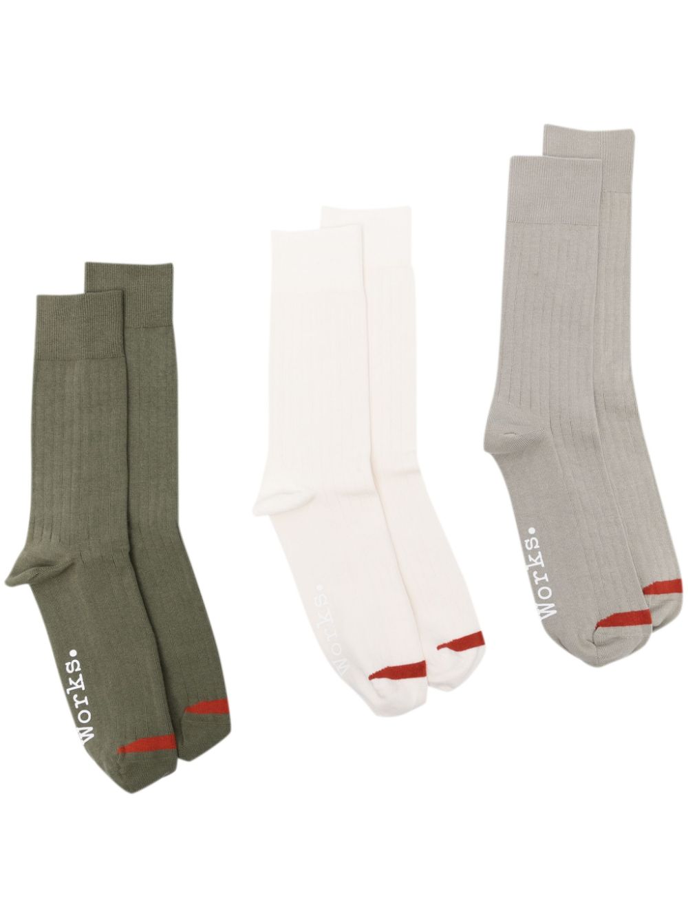 Universal Works 3er-Pack gerippte Socken mit Logo - Nude von Universal Works