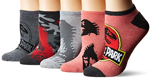 Universal Womens Jurassic World 5 Pack No Show Legere Socken, Black Red Multi, 9-11 von Universal