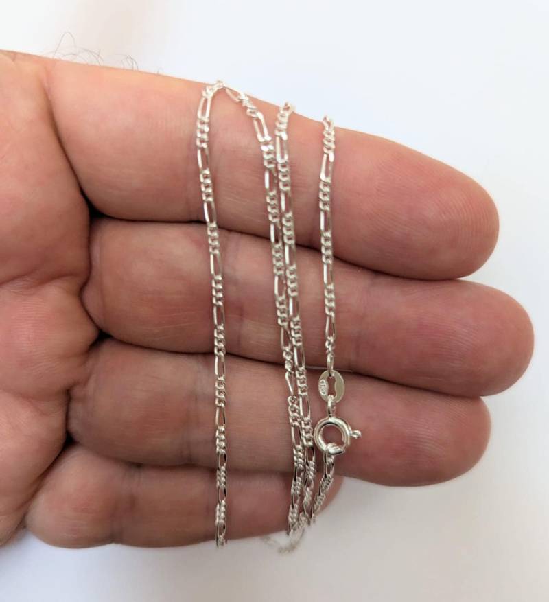 18 Inch Figaro Kette 3mm Glieder Mit Karabinerverschluss, Sterling Silber von UniversalAge
