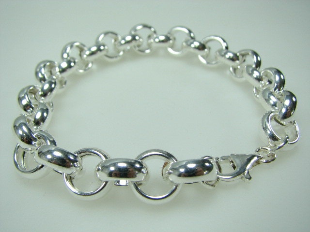 Beeindruckendes 12 Mm Bold Charm Gliederarmband, Glänzende Glatte Rolo-Kette Mit Karabinerverschluss, Massives 925 Sterlingsilber von UniversalAge