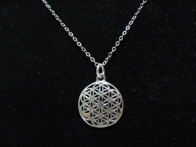 Blume Des Lebens-Collier, Zierliche Lebens-Charme, Ursprüngliche Lebens Anhänger, Massiv 925 Sterling Silber, Samen von UniversalAge