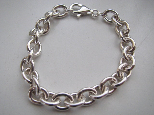 Silberarmband, Schwere Ovalglieder 9 X 7 Mm, 925 Sterlingsilber-Armband, Starker Karabinerverschluss, Alle Größen von UniversalAge